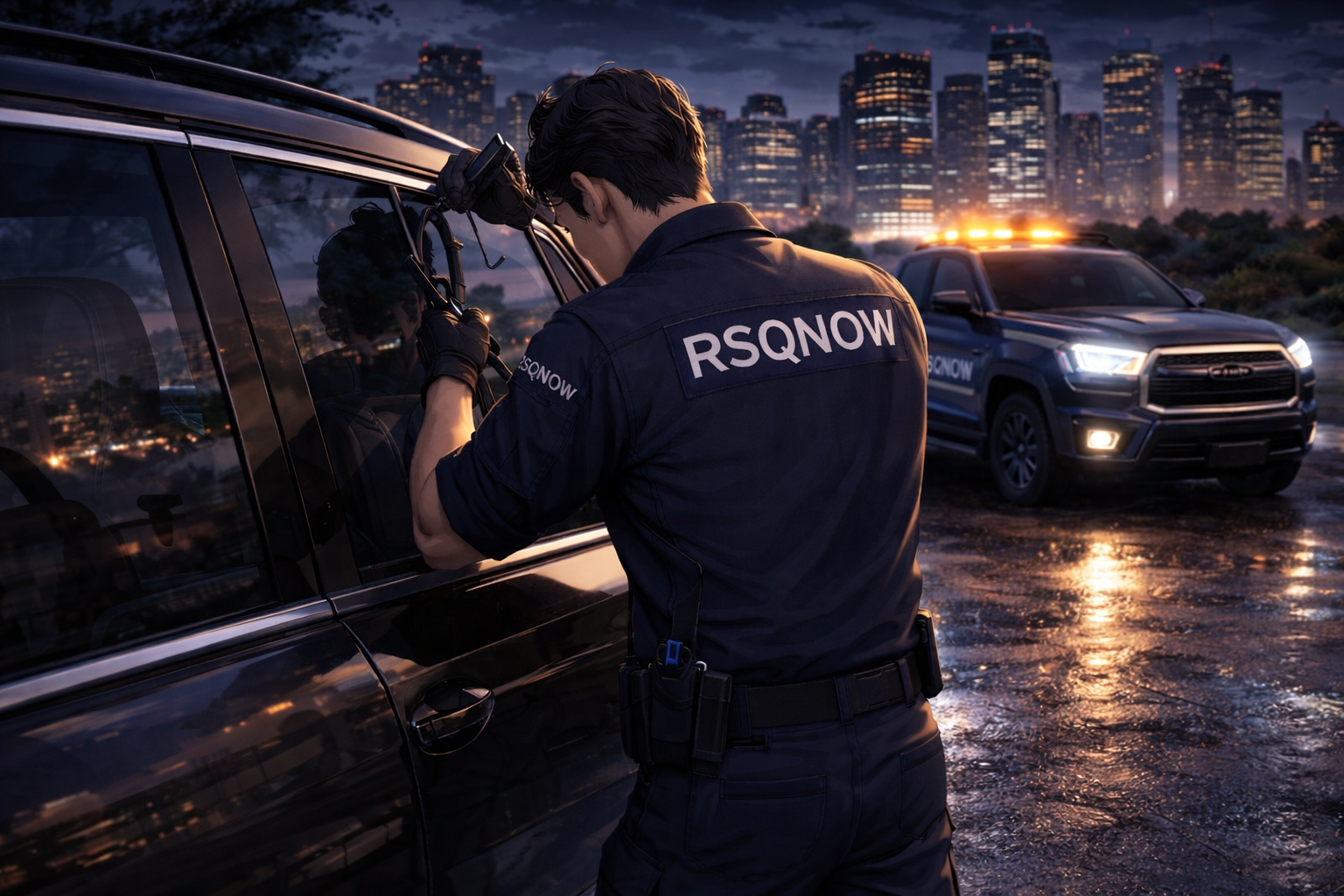 RSQNOW lockout tech working professionally